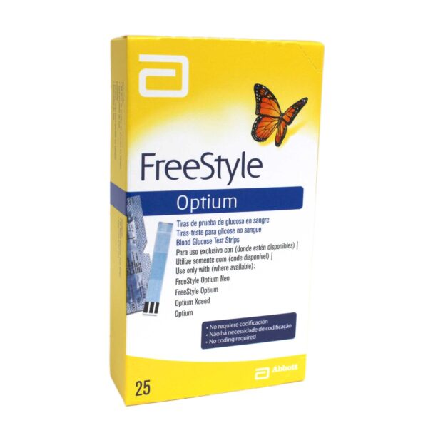 Tiras Reactivas Medidoras De Glucosa Freestyle Optimun, 25 Und.