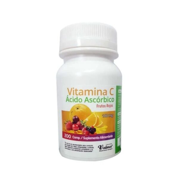 Vitamina C 100mg 200 Comprimidos Vitalce Sabor Frutos Rojos