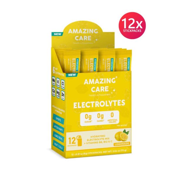 Amazing Care Electrolitos Limonada 12 sticks
