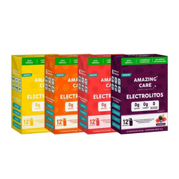 Amazing Care Electrolitos Pack X4 Cajas Mix Sabores